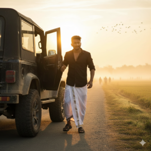 Gemini prompts for Boys sunrise rural authority cinematic jeep scene
