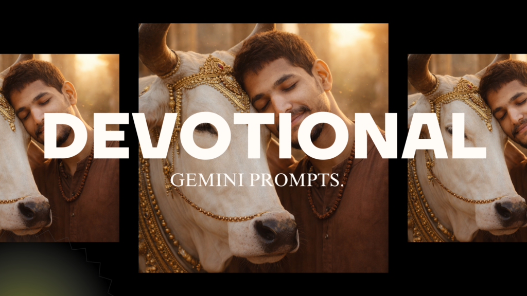 Hindu temple background AI image prompts creating ultra realistic devotional portrait in Google Gemini