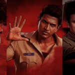 A cinematic AI illustration inspired by Tamil cinema poster design, featuring dramatic red tones and high-contrast lighting