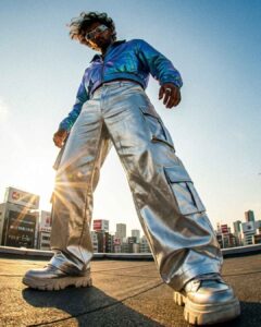 Y2K drone-spin fashion editorial created using cinematic viral AI image prompts in Google Gemini
