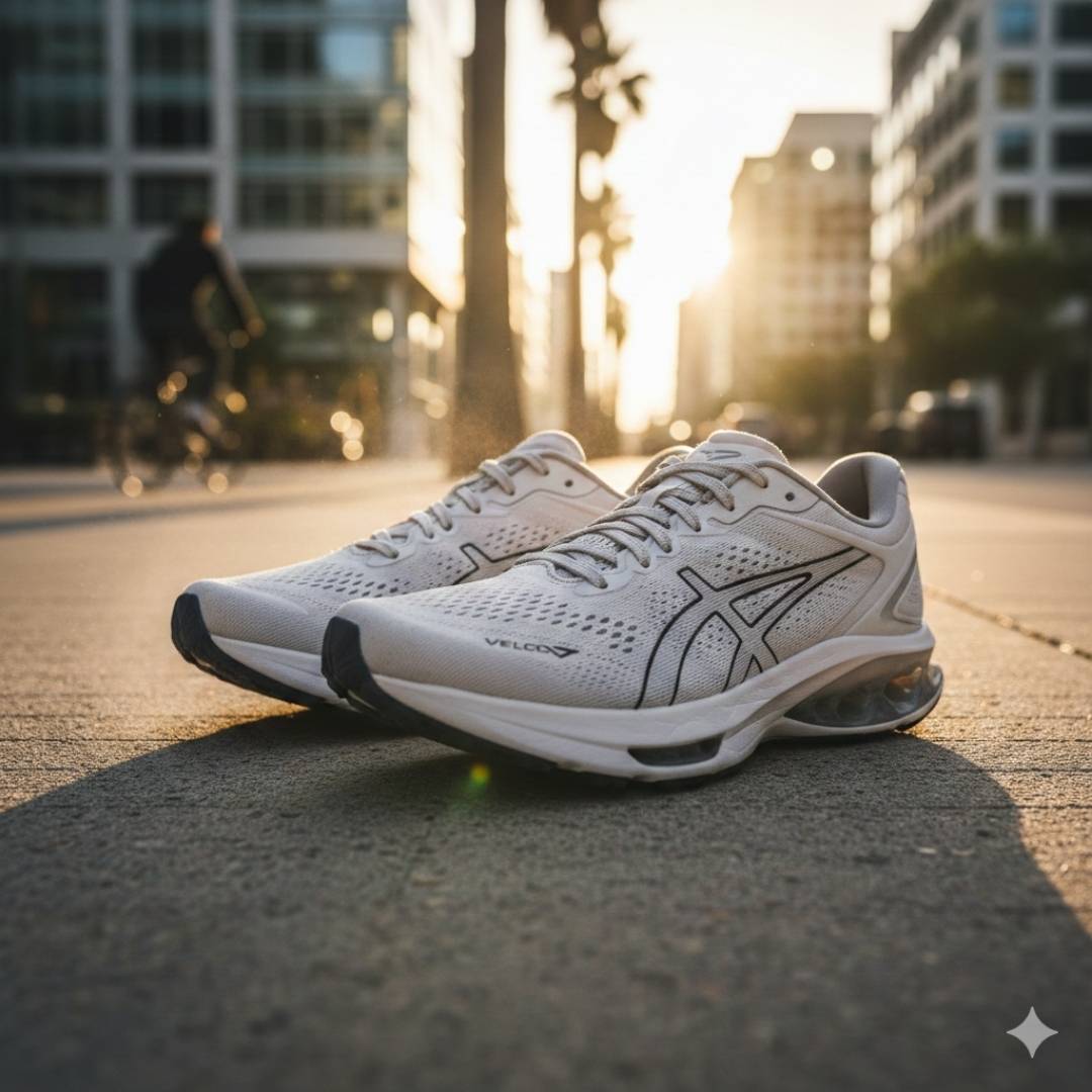 Lifestyle AI product photography prompts for ecommerce running shoes outdoor setting
