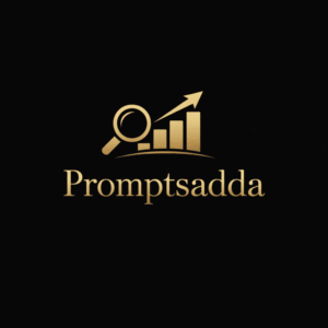 Creative Logo Prompts luxury gold and black logo design for Promptsadda with elegant serif typography