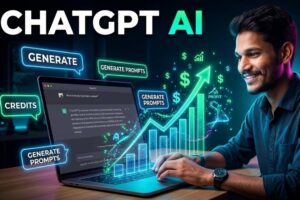 modern freelancer workspace using AI tools and ChatGPT Prompts for Freelancers