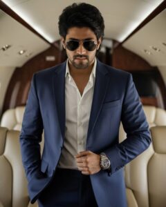 Male CEO AI personal branding portrait with ivory blazer and soft cinematic lighting