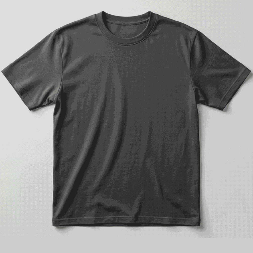 flat lay t shirt mockup placed on workspace desk for product photography