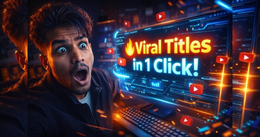 Viral YouTube title generator thumbnail showing ai generating clickable titles